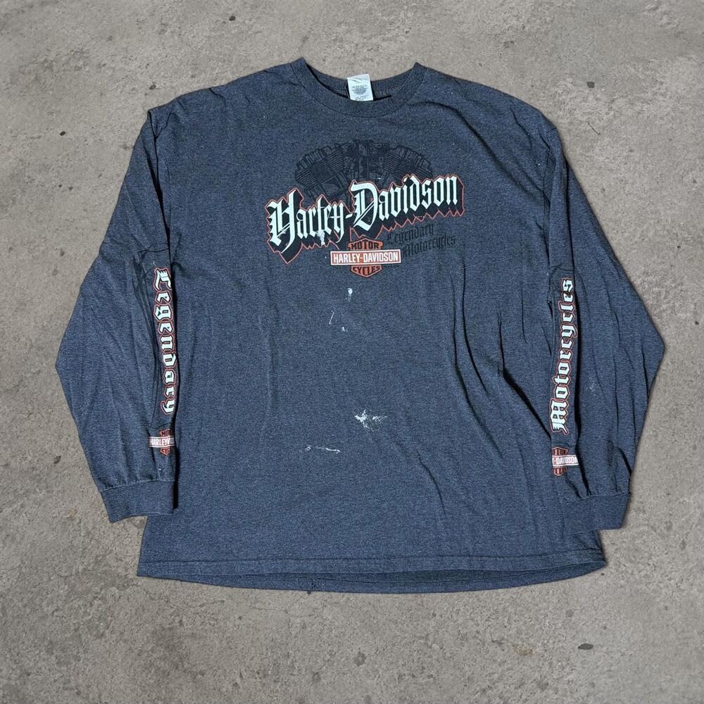 Y2K Harley Davidson Long Sleeve Shirt Psycho Clown Graphic Paint Splatter XXL